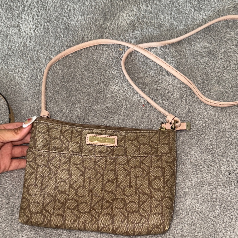 Calvin Klein Monogram Tan Crossbody Bag